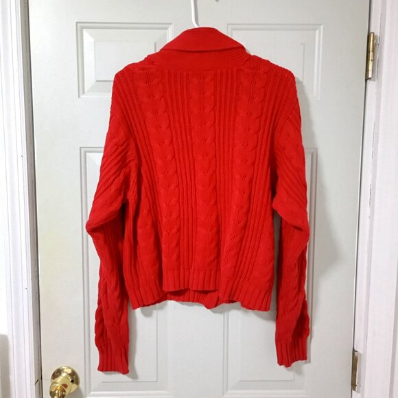 Liz Sport Womens Red Cable Knit Cardigan Sweater Size S - Picture 4 of 9